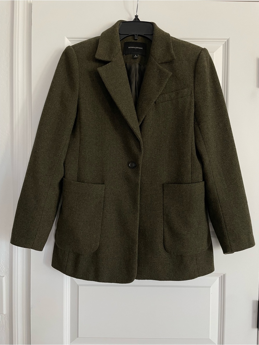 Banana Republic Olive Green Wool-Blend Blazer Coat